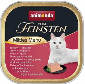 Animonda Cat | Vom Feinsten Adult - Blaga hrana | Mokra hrana za odrasle mačke - posuda od 100 g - puretina i rajčice 100 g