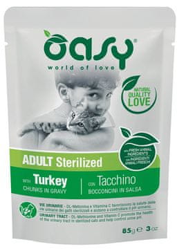 Oasy | Životna faza | Sterilizirano - Vrećica od 85 g - Sterilizirano | Puretina 85 g
