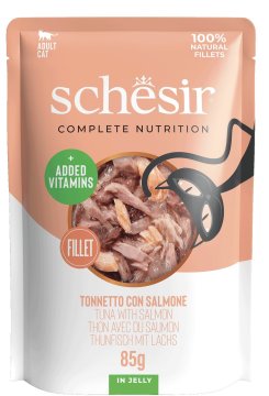 Schesir | Hrana za mačke s fileom | Vrećica od 85 g - Tuna s lososom u želeu 85 g