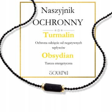 OGRLICA OD CRNOG TURMALINA I OBSIDIANA, AMULET, CHOKER, PRIRODNO KAMENJE