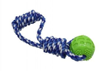 B.U. | Igračka za pse, pleteno uže, petlja, loptica, TPR, plava, 26 cm - Igračka za pse, pleteno uže, petlja, loptica, TPR, plava, 26 cm