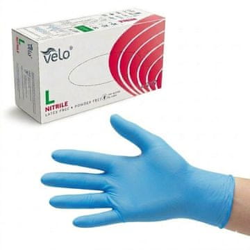 Velo L - 200 komada nitrilne dijagnostičke rukavice bez pudera, pakiranje od 200 komada