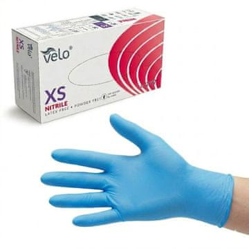 Velo XS - 100 kom. nitrilnih dijagnostičkih rukavica bez pudera, pakiranje od 100 komada
