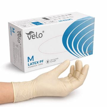 Velo M - 100 kom. Lateksne dijagnostičke rukavice bez pudera, pakiranje od 100 komada