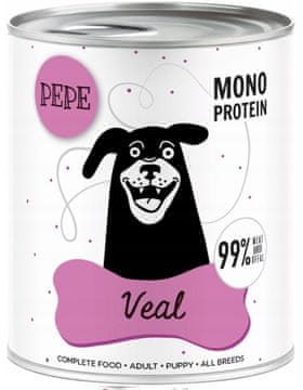 Paka Zwierzaka Pet Paka | Pepe | Mokra hrana za pse - konzerva 800 g - Teletina | Teletina 800 g