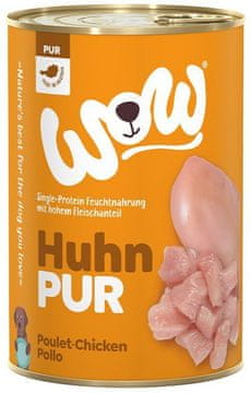 WOW | Monoproteinska hrana za pse | Konzerva od 400 g - Huhn Pur - Piletina 400 g