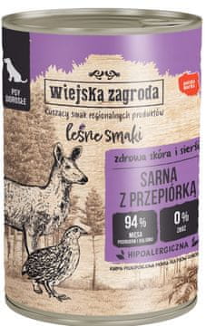 Wiejska Zagroda | Šumski okusi za odrasle | Mokra hrana za pse 400 g - Srna s prepelicom 0,4 kg