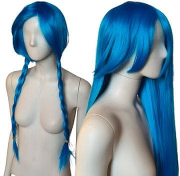Plava perika sa šiškama, anime cosplay, otporna na toplinu, duga 80 cm, Jinx LOL