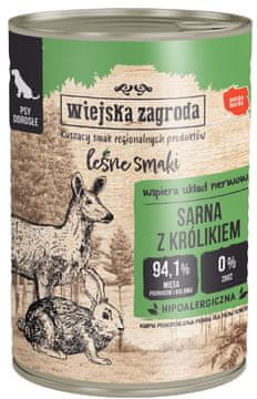 Wiejska Zagroda | Šumski okusi za odrasle | Mokra hrana za pse 400 g - Srna sa zecom 400 g