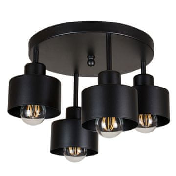 Crna stropna lampa, industrijski metal, 4xE27, moderna LED rasvjeta za dnevni boravak, kuhinju, spavaću sobu, dječju sobu, potkrovlje