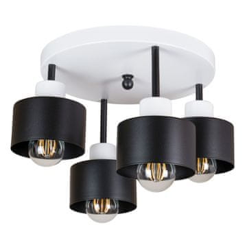 Crno-bijela stropna lampa, industrijski metal, 4xE27, moderna LED rasvjeta za dnevni boravak, kuhinju, spavaću sobu, dječju sobu, potkrovlje