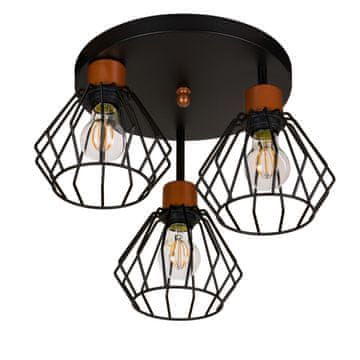 Crna stropna lampa, industrijski metal, 3xE27, moderna LED rasvjeta za dnevni boravak, kuhinju, spavaću sobu, dječju sobu, potkrovlje