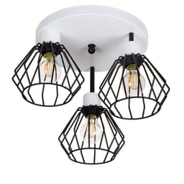 Crno-bijela stropna lampa, industrijski metal, 3xE27, moderna LED rasvjeta za dnevni boravak, kuhinju, spavaću sobu, dječju sobu, potkrovlje