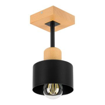 Crna stropna lampa od drva i metala u skandinavskom stilu, 1xE27, moderna LED rasvjeta za dnevni boravak, kuhinju, spavaću sobu, dječju sobu, potkrovlje