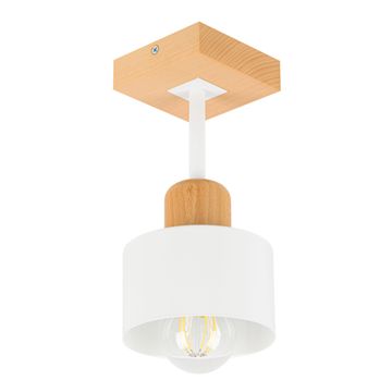 Bijela stropna lampa od drva i metala u skandinavskom stilu, 1xE27, moderna LED rasvjeta za dnevni boravak, kuhinju, spavaću sobu, dječju sobu, potkrovlje