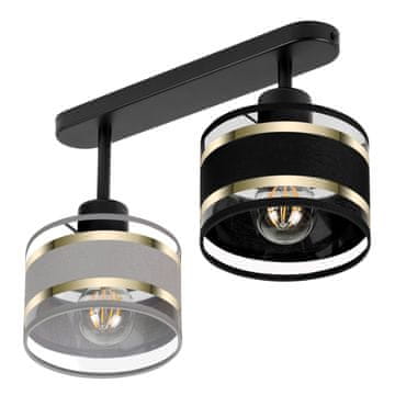 Crna stropna lampa sa sjenilima, industrijski metal, 2xE27, moderna LED rasvjeta za dnevni boravak, kuhinju, spavaću sobu, dječju sobu, potkrovlje