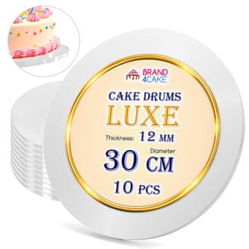 Brand4Cake Podloga za tortu bijela 30 cm 1,2 cm Set od 10 kom. Okrugli bubanj za torte Luxe