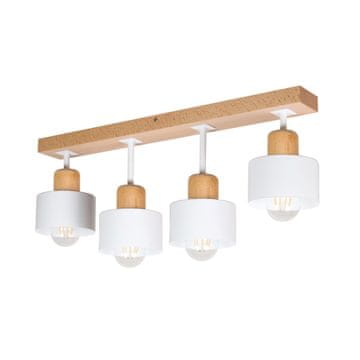 Bijela stropna lampa od drva i metala u skandinavskom stilu, 4xE27, moderna LED rasvjeta za dnevni boravak, kuhinju, spavaću sobu, dječju sobu, potkrovlje