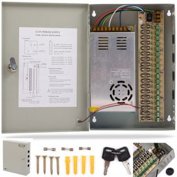 Box NAPAJANJE ZA VIDEONADZORNE KAMERE 12V 30A 18 KAMERA