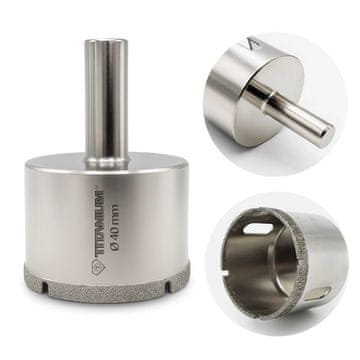 Titanium Dijamantna svrdla za rupe za mokru kameninu, staklo, pločice 40 mm TITAN