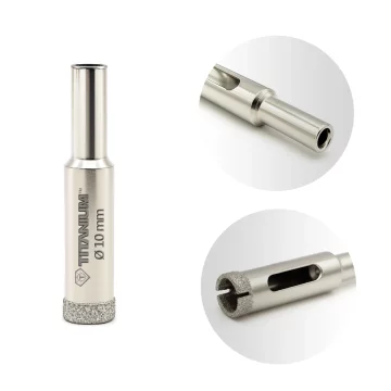 Titanium Dijamantna svrdla za rupe za mokru kameninu, staklo, pločice 10 mm TITAN