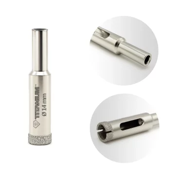 Titanium Dijamantna svrdla za rupe za mokru kameninu, staklo, pločice 14 mm TITAN