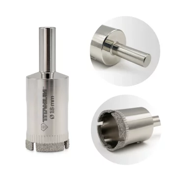 Titanium Dijamantna svrdla za rupe za mokru kameninu, staklo, pločice 18 mm TITAN