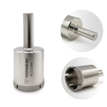 Titanium Dijamantna svrdla za rupe za mokru kameninu, staklo, pločice 22 mm TITAN
