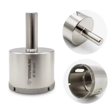 Titanium Dijamantna svrdla za rupe za mokru kameninu, staklo, pločice 30 mm TITAN
