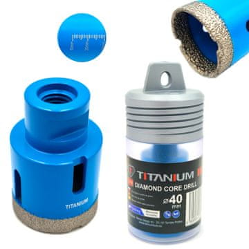 Titanium Dijamantna pila za rupe 40 mm za keramičke pločice, svrdlo od titana M14