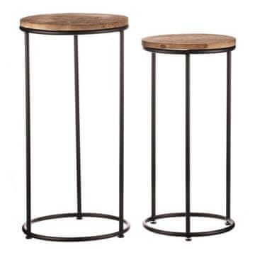 Autronic Stajati Stand - metal and wood, black frame, price for a set of 2 pieces (FA23-023)