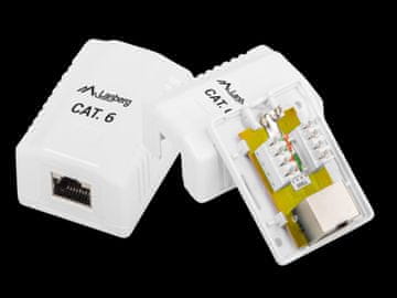 Lanberg Nadžbukna RJ45 cat.6 utičnica, oklopljena, bijela AWG 26-22 IP20