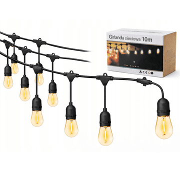 Vrtna mrežasta girlanda za vanjsku upotrebu za vrt 1m kabel 1xE27 LED