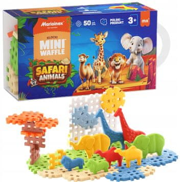 MARIOINEX WAFFLE mini Safari životinje blokovi, 50 dijelova uključujući 8 životinja