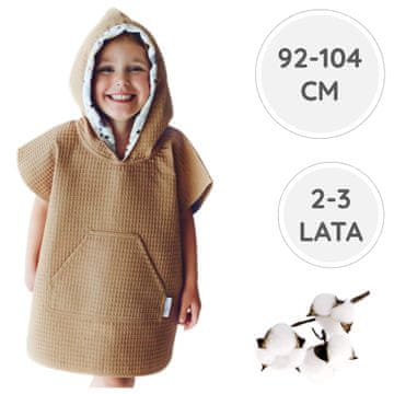 33 BabyU, Pončo za kupanje s pamučnom muslin kapuljačom i džepovima 92-104 cm
