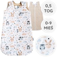 33 BabyU, Vreća za spavanje za bebe, ljetna, muslin pamučna, podesiva, 0,5 TOG, 0-9 mjeseci