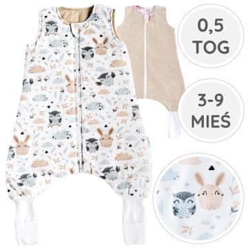 33 BabyU, Ljetne čarape za spavanje s dvostrukim patentnim zatvaračem 0,5 TOG 3-9 M