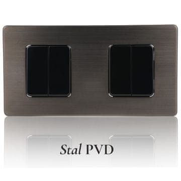Četverostruki crni prekidač za stepenišno svjetlo, brušeni čelik, PVD, gunmetal