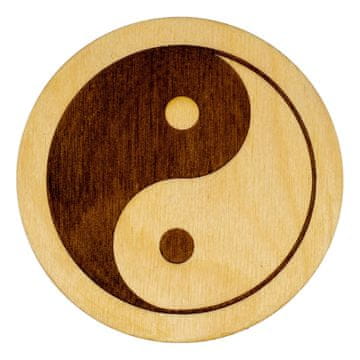 Drveni podmetač za čaše Yin Yang 10x10 cm