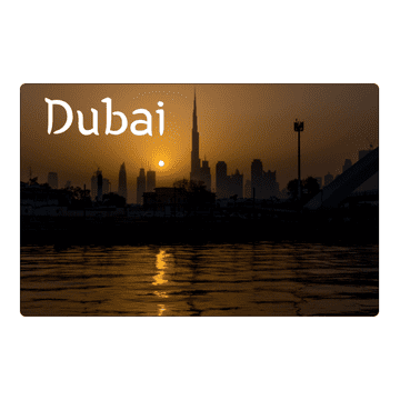 Magnet za hladnjak s panoramom Dubaija noću