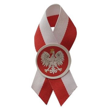 Povorka vrpca bijelo-crvena Poljska s grbom 2 cm
