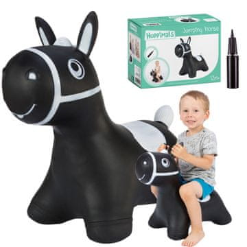 BB Hoppimals gumeni džemper za djecu s pumpom KONJ crni
