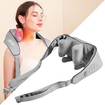 Media-Tech MASAŽER ZA VRAT I RAMENA - Shiatsu masažer za ramena i vrat, 5D ručna masaža, 6 masažnih glava, 3 načina rada i 3 brzine. Bežični, USB-C priključak za punjenje.