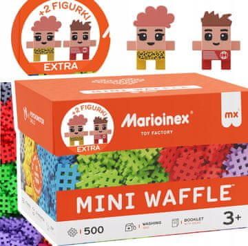 MARIOINEX Waffle Mini kocke za slaganje od 502 dijela, uključujući 2 figure, poklon za djecu stariju od 3 godine.