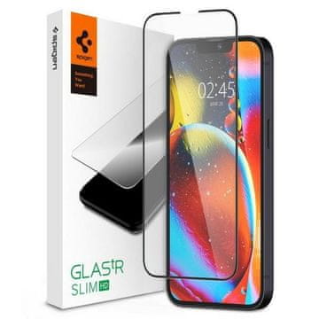 Spigen Kaljeno staklo za iPhone 13 crni okvir