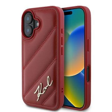 Karl Lagerfeld prošivena crvena maskica za iPhone 16