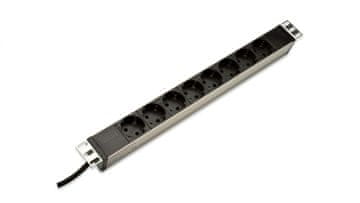 PDU 19 Rack produžni kabel, 8x Schuko utičnica, 2,0 m, 1x Unischuko utikač, 16 A, aluminij DN-95401