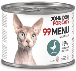 John Dog za mačke | 99 meni | Mokra hrana za mačke konzerva 200 g - Guska 200 g