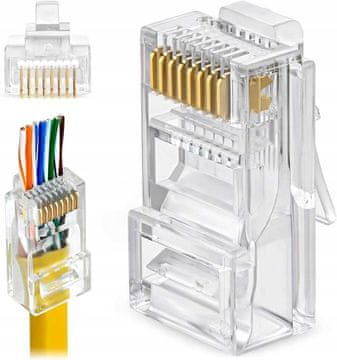 Konektori, prolazni terminali, 5E RJ-45, LAN UTP internetski kabel, 100 kom.