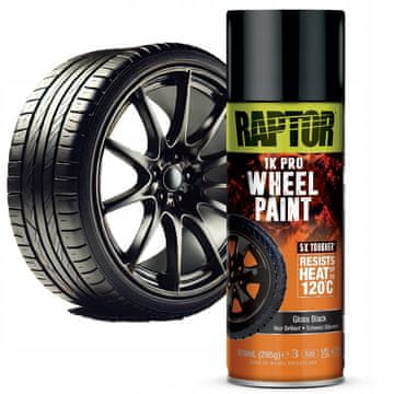 U-POL Raptor lak za felge, trajni crni sjajni sprej 400ML 120°C